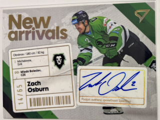 Osburn Zach New Arrival signature 14/65 Tipsport extraliga 23/24