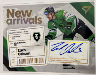 Osburn Zach New Arrival signature 58/65 Tipsport extraliga 23/24