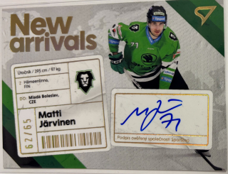 Järvinen Matti New Arrival signature 62/65 Tipsport extraliga 23/24