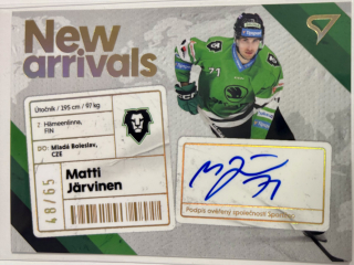 Järvinen Matti New Arrival signature 48/65 Tipsport extraliga 23/24